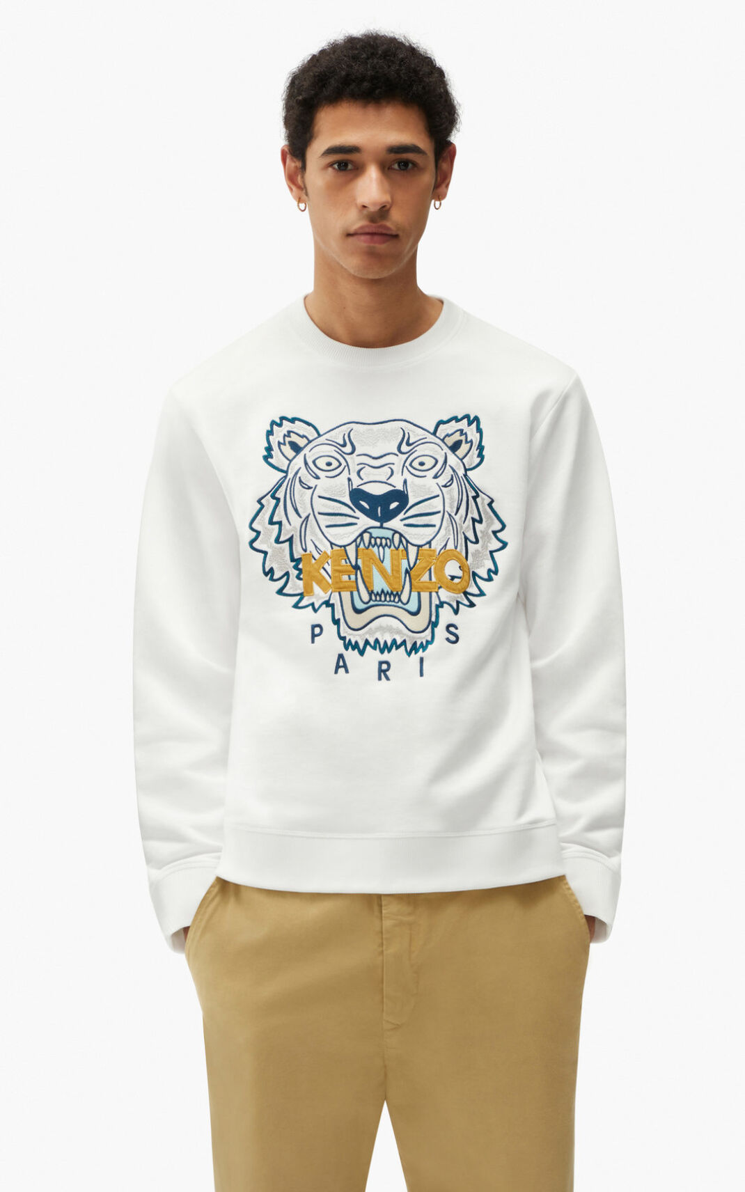 Kenzo Tiger Moška Puloverji Bela SI-6258567